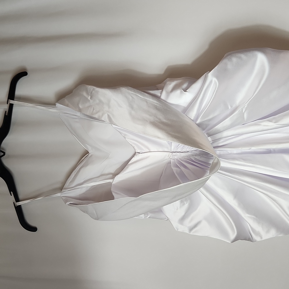 Ruffle Split Front Off-The-Shoulder Satin Sheath/Column Wedding Dress